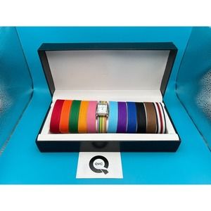 GOSSIP Watch Set with 11 Interchangeable Fabric Colored Bands NEW in box